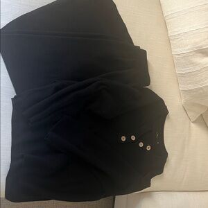 Classic Black Knit Top with Button Detail